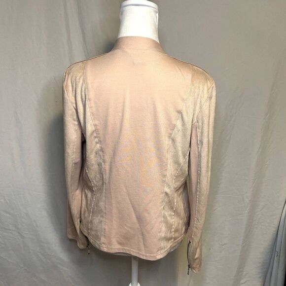 Peck & Peck Pink Suede Cardigan Sweater Open Front V Neck Womens Comfy - Picture 7 of 8